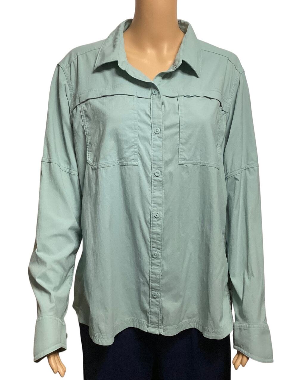 REI Co-op Sahara Light Green long-sleeve button-up hiking shirt size XL